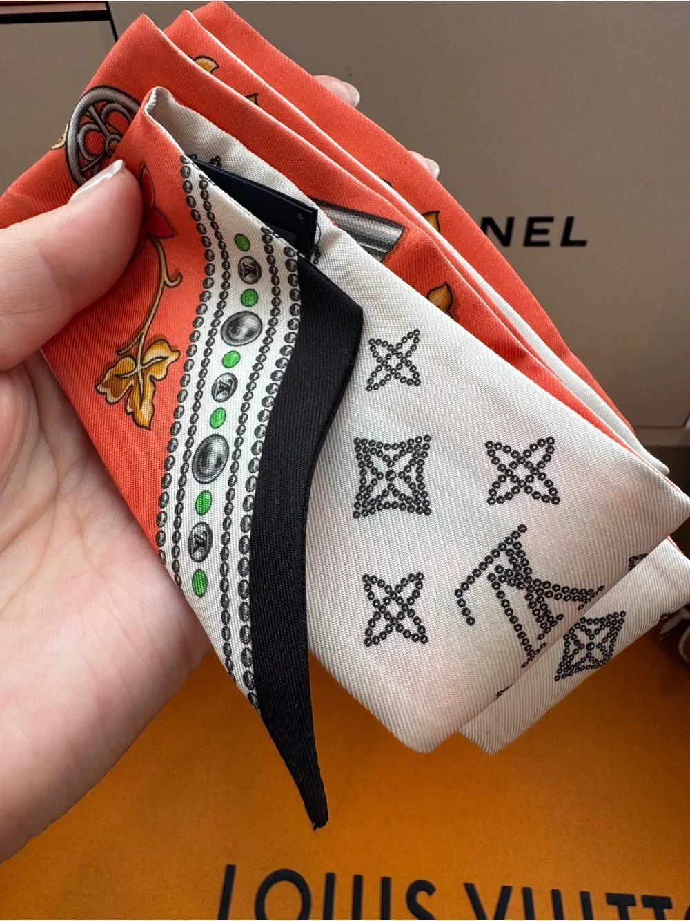 Louis Vuitton Silk Logo Twilly Scarf